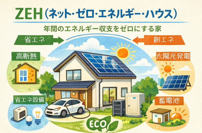 年間のエネルギー収支をゼロにする家